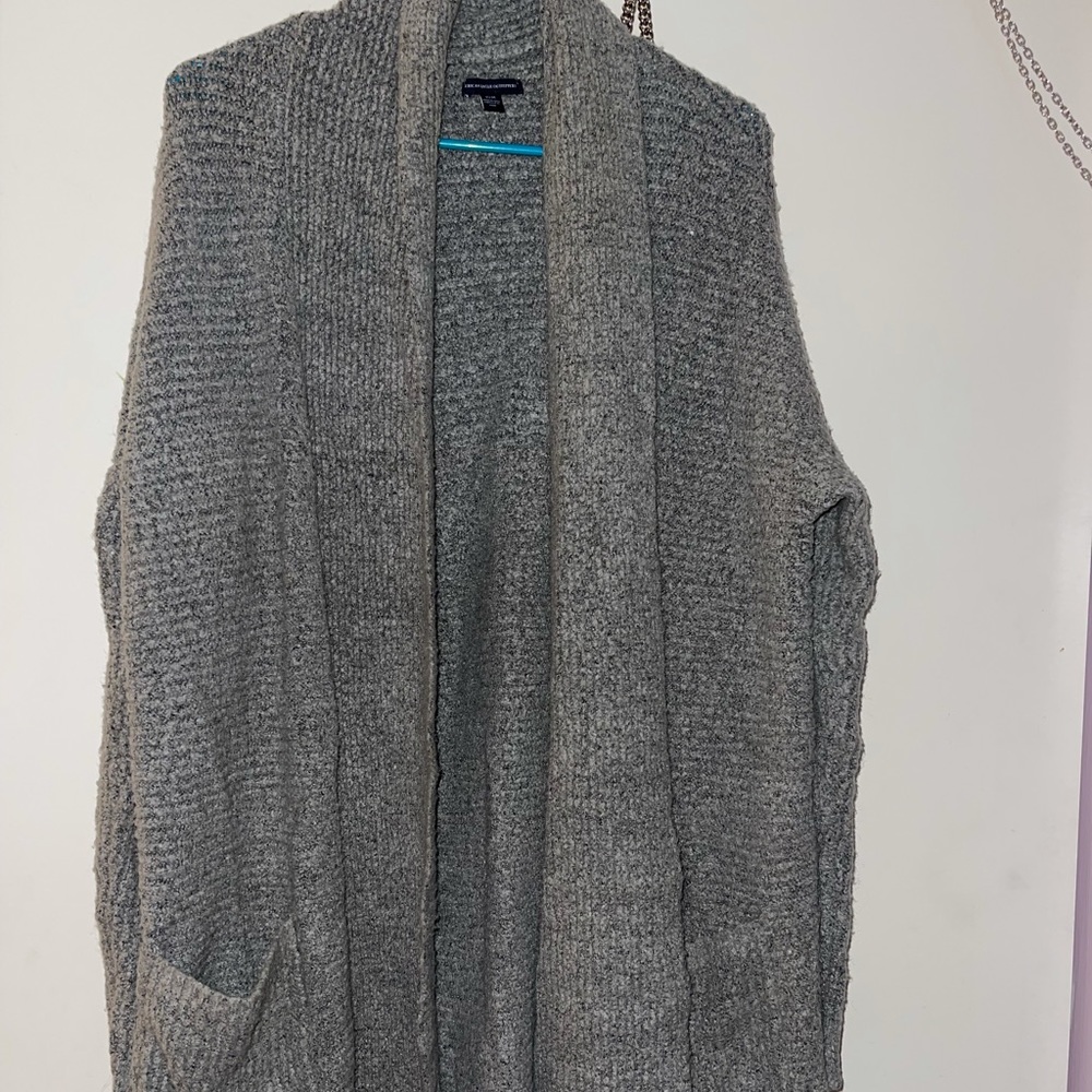 Grey cozy long cardigan